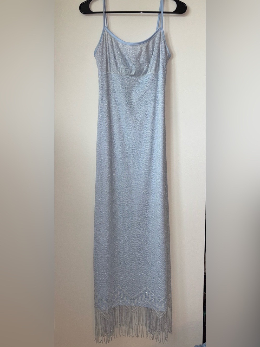 Vintage light blue fishnet lace dress